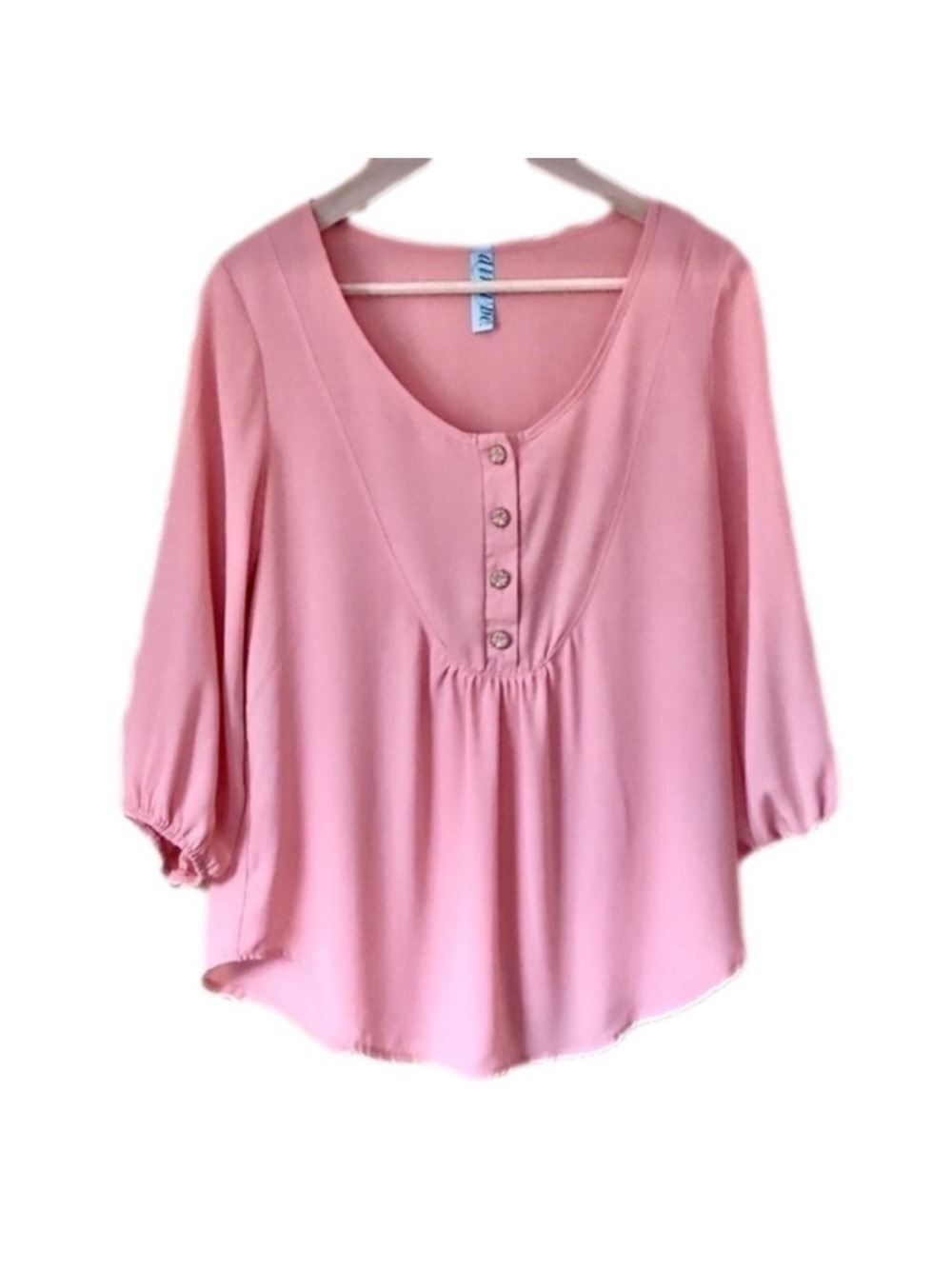 Aina Be flowy elastic quarter sleeve peach blouse size medium